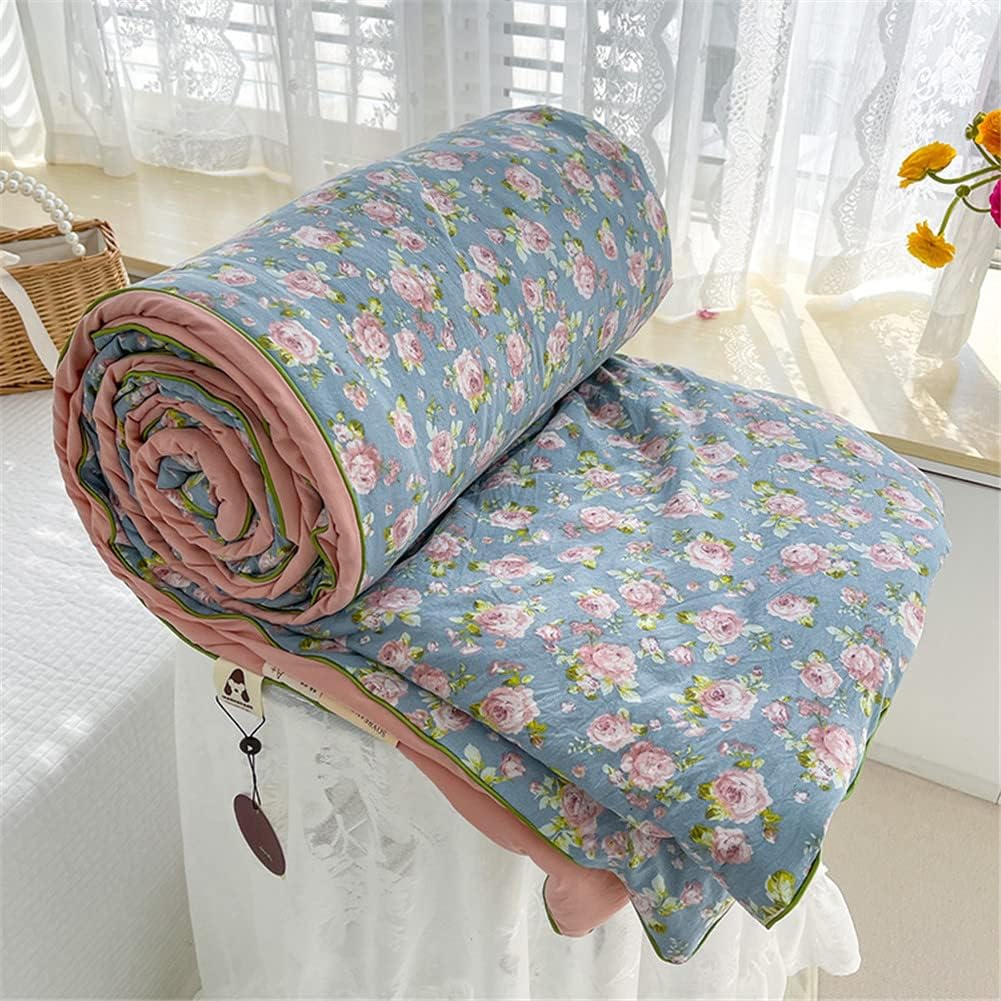 Quilted Bedspreads Single Double Super King Bed Size, Reversible Quilted Bed Cover Sofa Blanket Coverlet Microfiber Comforter Bed Throw(200x230cm,Rose Manor)