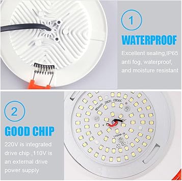 Led spotlights 1PCS LED Downlight IP65 Dimmable 7W 9W 12W 15W For Bathroom 12V Kitchen Toilet Eaves Ceiling Lamp White Spot Light(Warm White 3000k,12W DC12V)