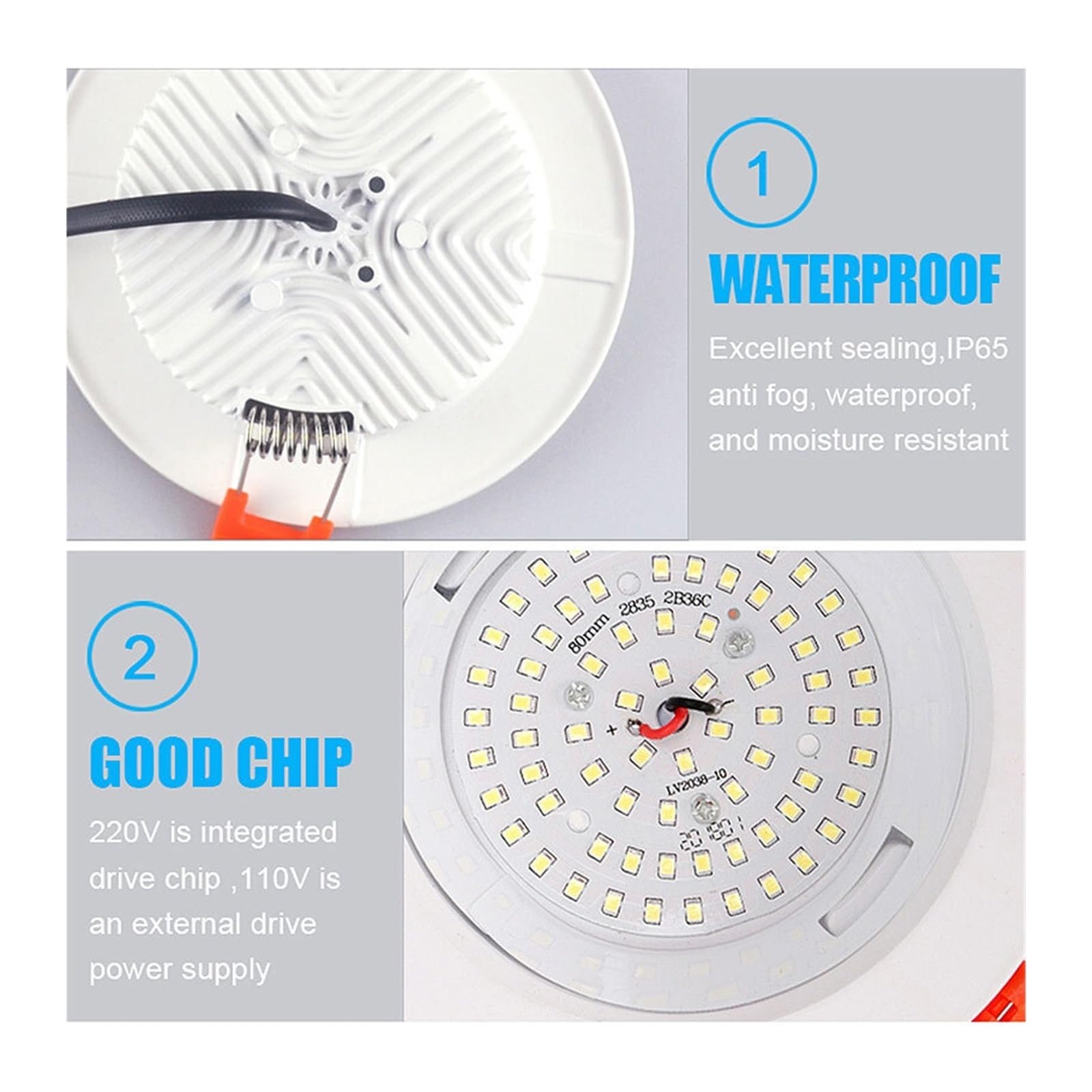4PCS LED Downlight IP65 ściemnialny 7W 9W 12W 15W do łazienki 12V kuchnia toaleta okap sufitowa lampa białe światło punktowe