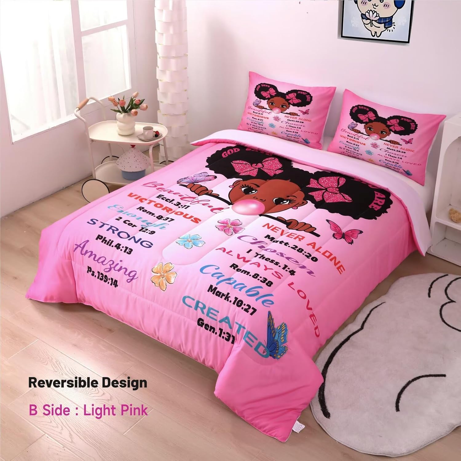 Black Girl Magic Comforter Set Twin for Kids Teens Toddler,Black Girl Bedding Set,African American Inspirational Quotes Comforter Set - Image 2