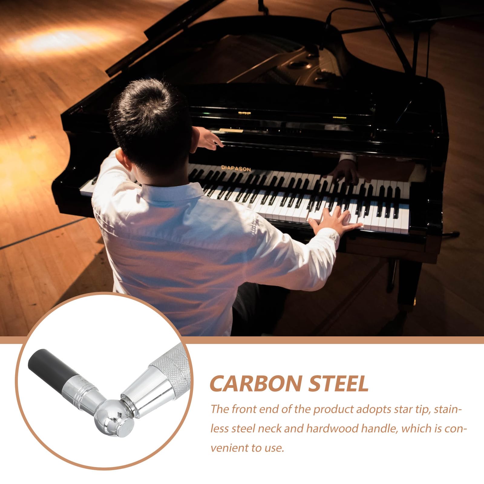 Herramienta para Afinación de Piano Profesional Material de Madera y Acero al Carbono, Cómoda de Sostener Buen Efecto de Afinado para Instrumentos Musicales