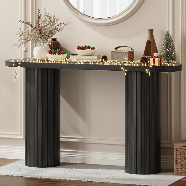 Bold Black Console Table Ideas for Any Space 65 Slim Fluted Rubberwood Entry Table