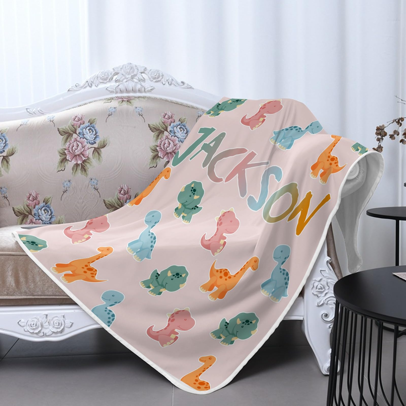 GoTussWO Custom Dinosaur Cute Cartoon Pink Weighted Blanket Cooling Laye, Keep Cooling All Night,30x40Inch