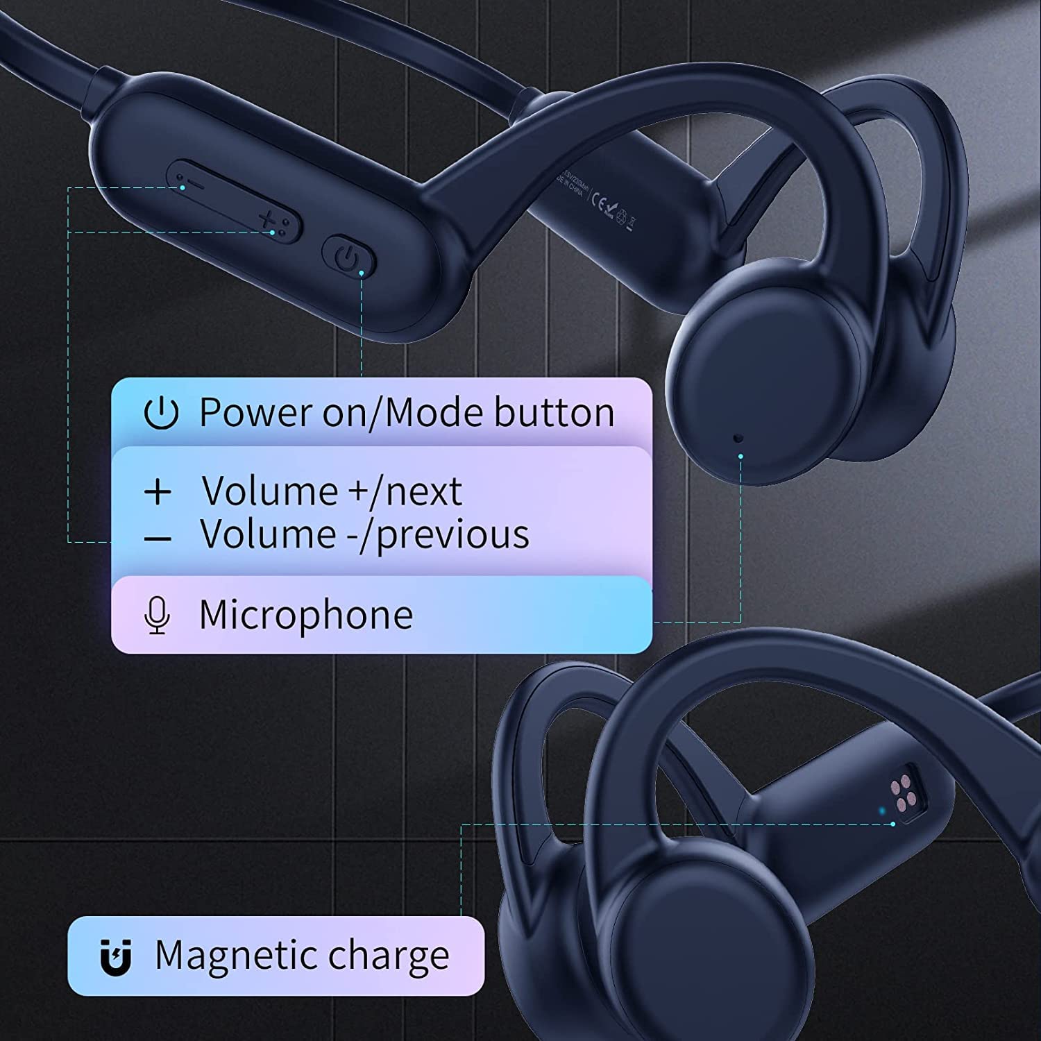 Casque Conduction Osseuse Natation,Casque sans Fil Bluetooth 5.2 avec Microphone, Casque de Natation IPX8 et mémoire 8G intégrée, Lecteur MP3 pour la Natation (Bleu)