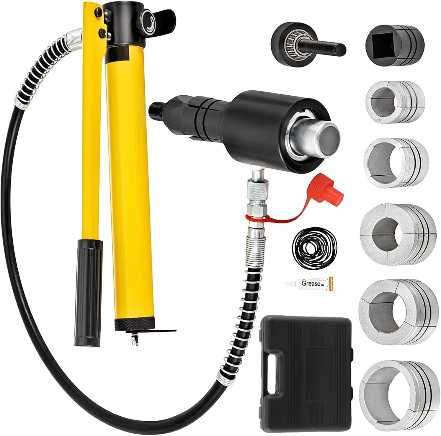 Hydraulic Exhaust Pipe Expander, 1-5/8" to 4-1/4" size, 10 T Manual Hydraulic Pipe Stretcher, Exhaust Pipe Stretcher Tool with Various Collets and Storage Box