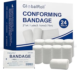 Stretch Gauze Bandage, Gauze Rolls 2'' x 4.1 Yards - 24 Rolls Individually Wrapped Conforming Stretch Bandage, First Aid Wound Care Rolls for Primary Wound Dressing Support