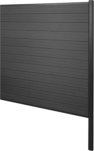 Mendler Brise-Vue en WPC Sarthe, clôture Brise-Vent - Extension, 185cm Anthracit
