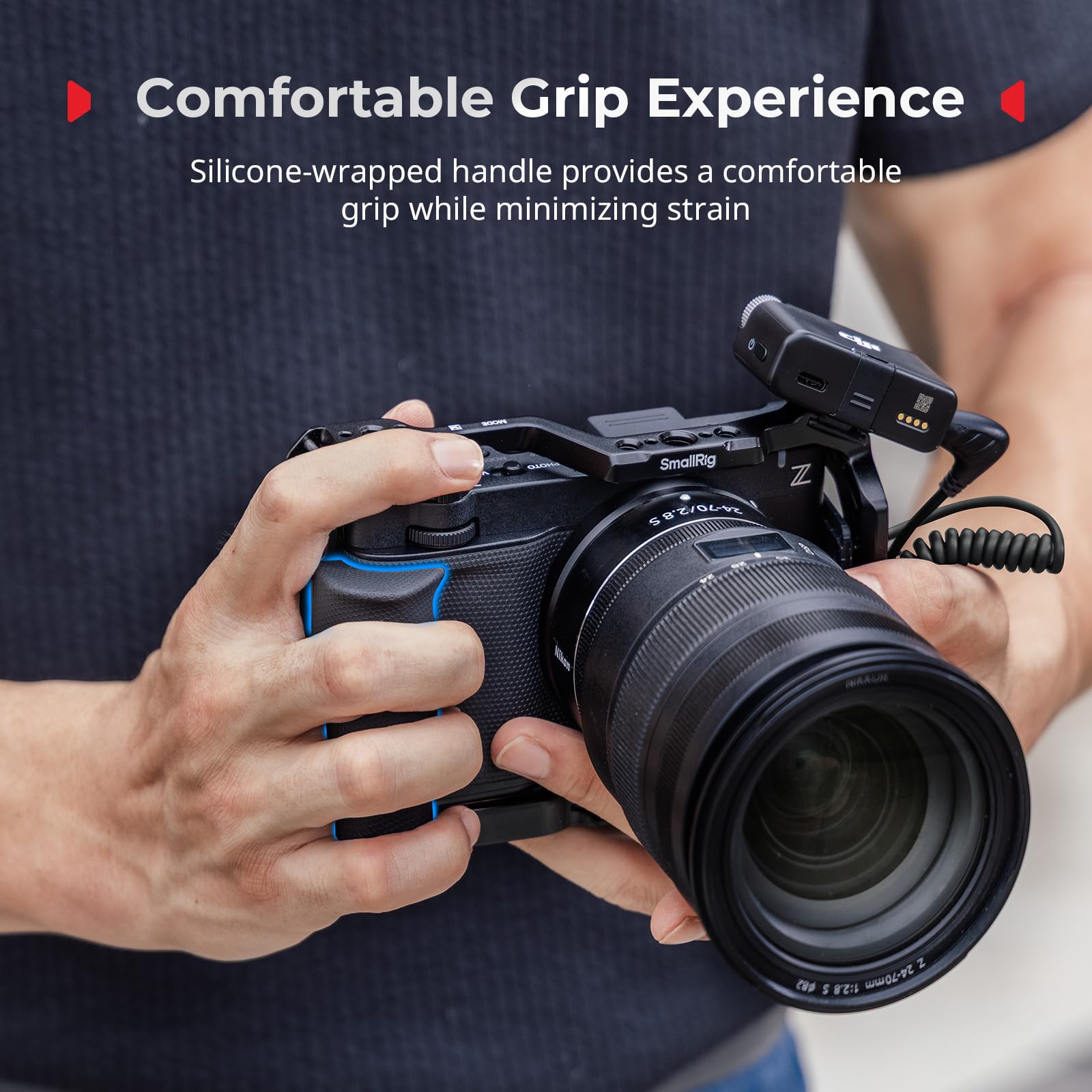 SmallRig Kit Gabbia per Fotocamera per Nikon ZR con Impugnatura in Silicone, Maniglia Superiore per ARRI, Morsetto per Cavo HDMI, Freddo Integrata e Piastra a Sgancio Rapido per Arca - 5647