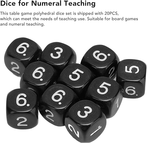 Miniatura 5 de Dados de números 20 dados de plástico de 6 caras de 0630in juego de dados poliédricos de esquina redonda para juegos de mesa de enseñanza numérica