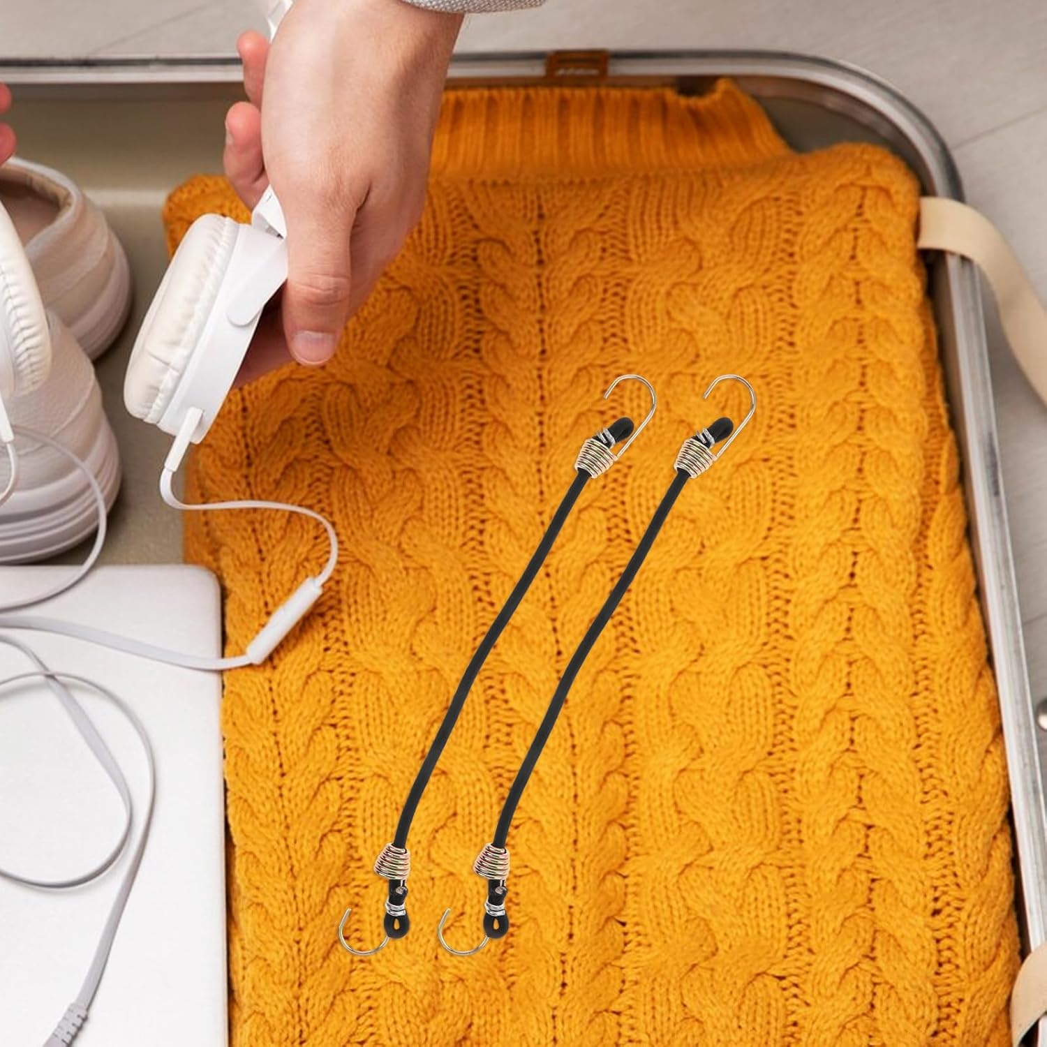 10pcs Small Heavy Duty Bungee Cords with Hooks, 4mm X 20cm Elastic Straps for Luggage Fixing and Camping Outdoor Use