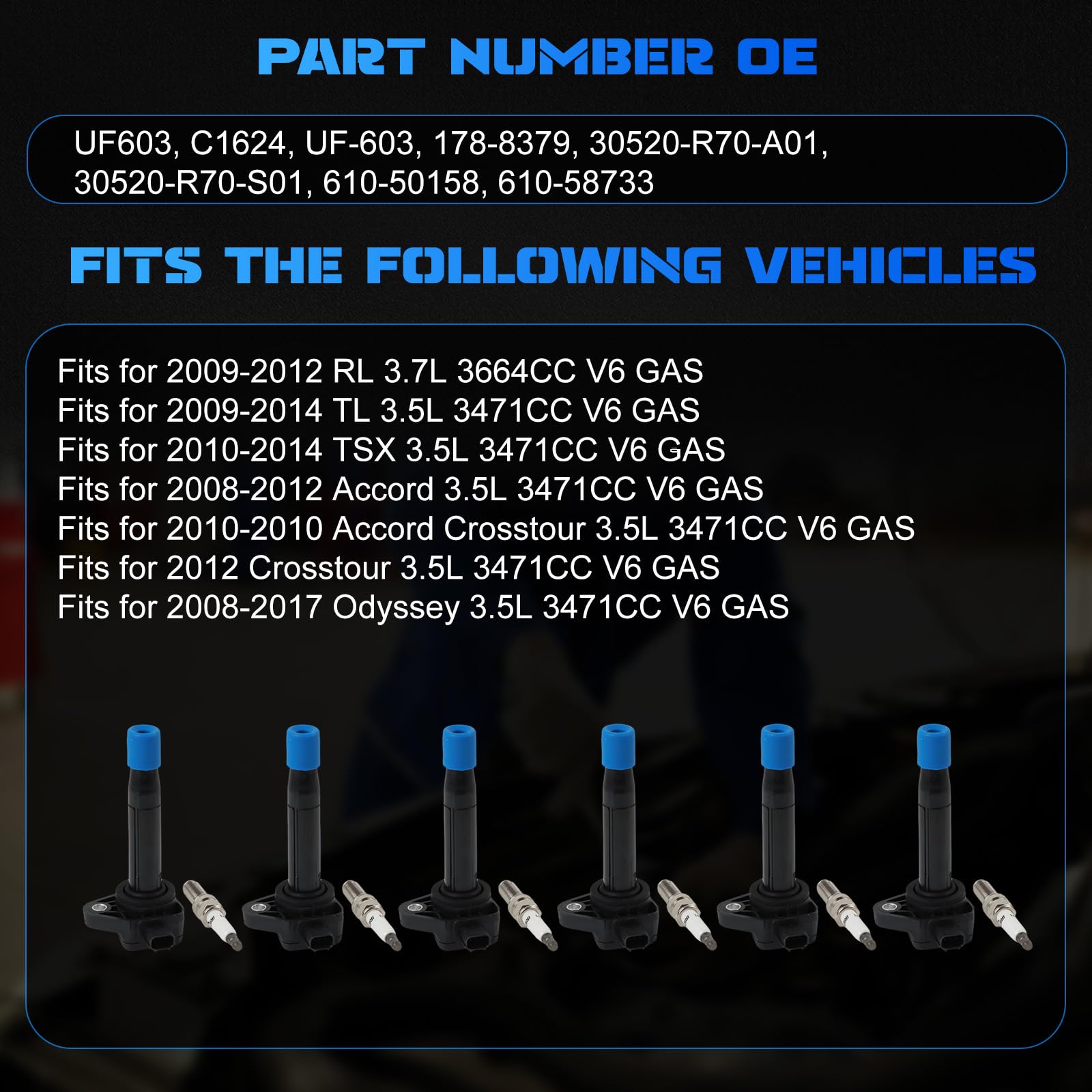 UF603 OEM 6 Ignition Coils +6 Iridium Spark Plugs For Honda Accord Odyssey Acura - Foto 4