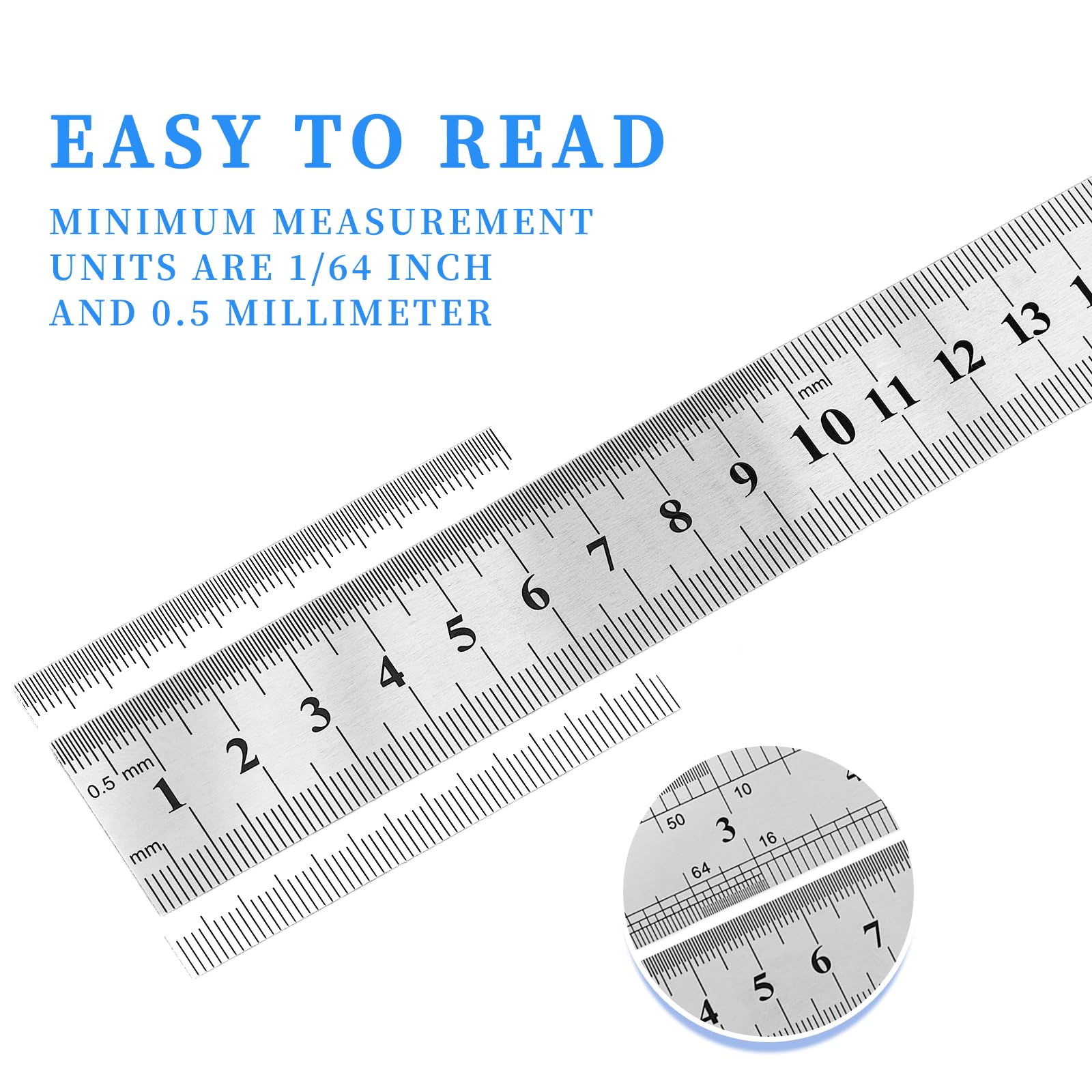 2.5 Inch Steel Ruler 15cm 3 Pack Stainless Steel Ruler Set, 6, 8, 12 Inch s, Steel Rulers Me ...