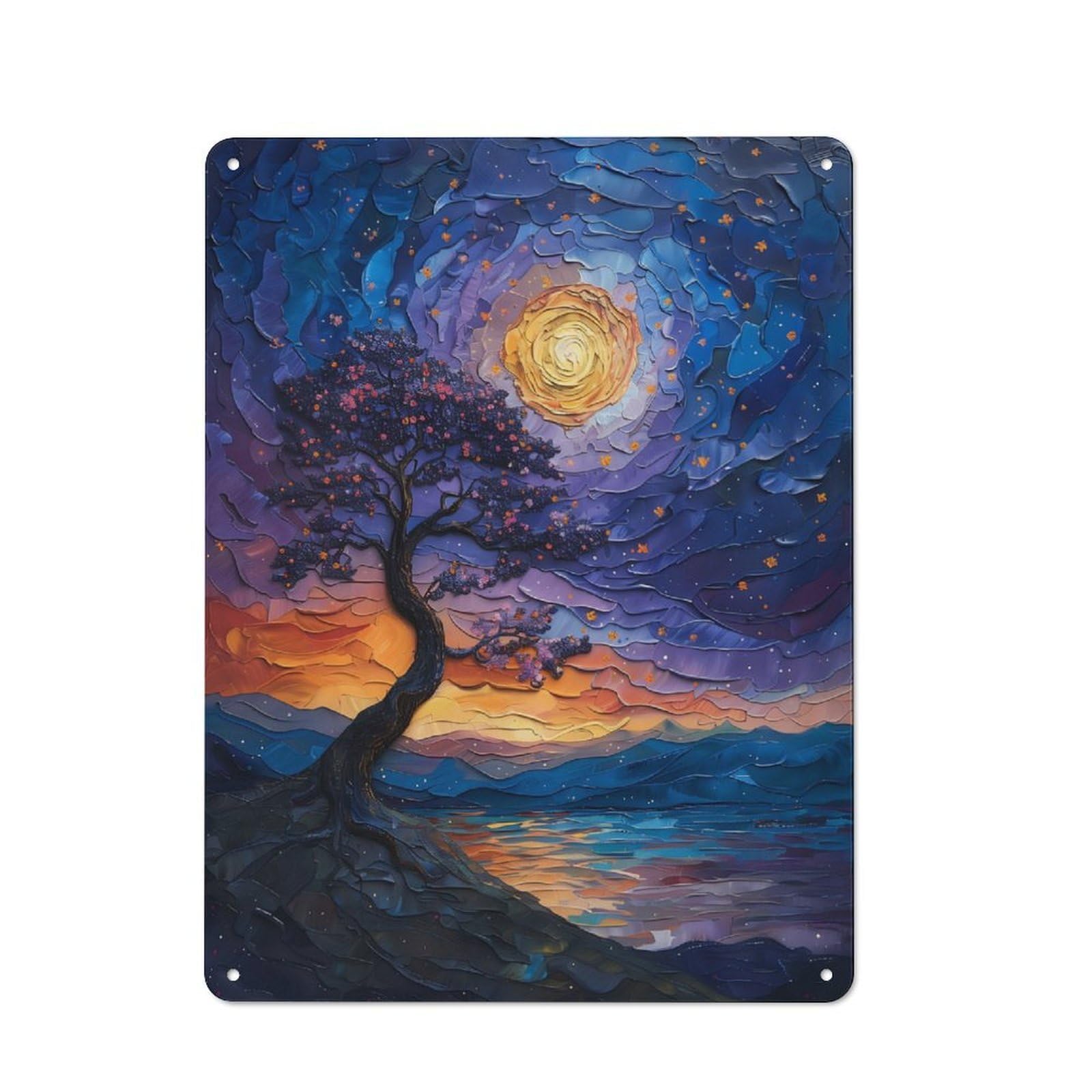 Junmoney Spiritual Starry Night Rustic Tin Sign 40X30cm For Living Room Or Hallway, Suited To Living Room Decor Lovers