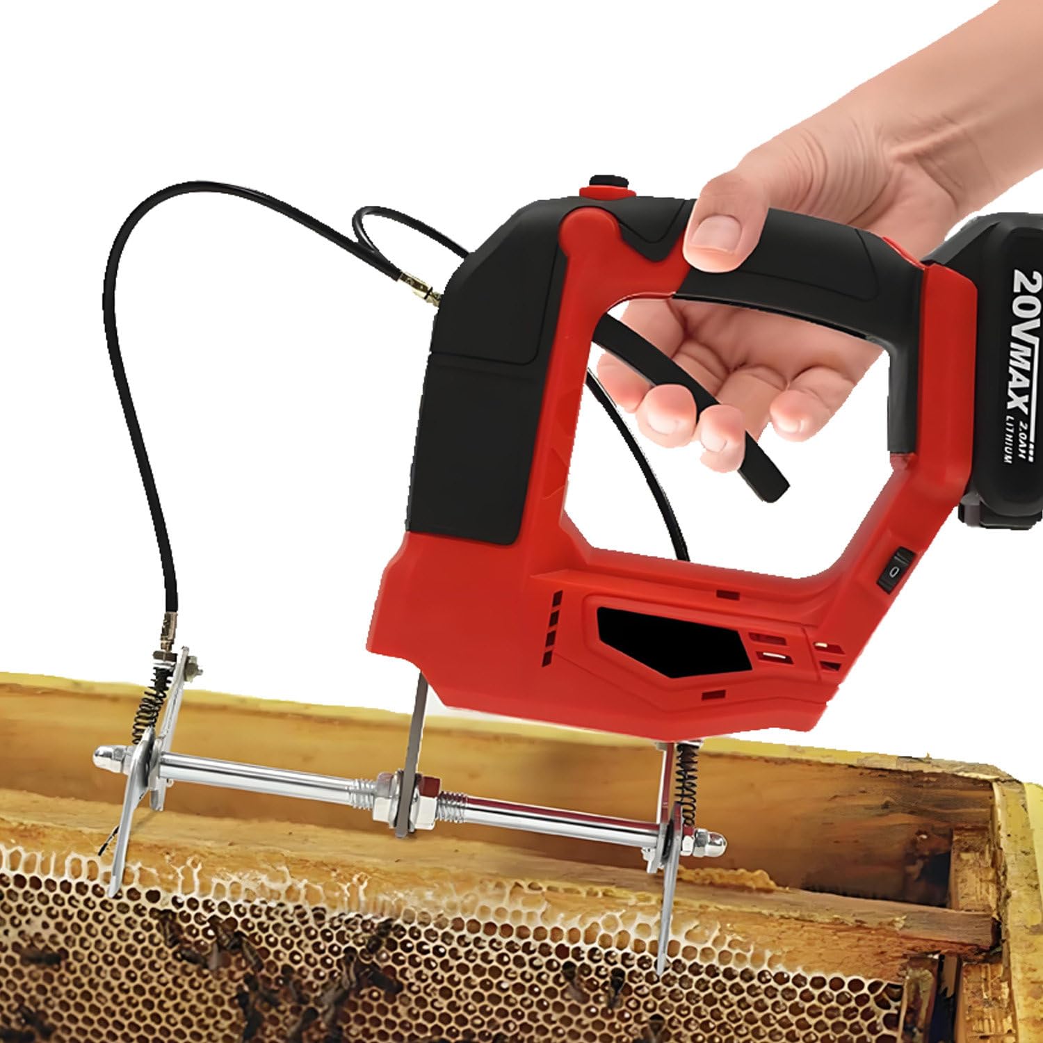 Smielatore elettrico per api a 4 velocità, 150 W, con pinza per scuotimento della milza, peso di serraggio fino a 8 kg, ampiamente utilizzato in aziende agricole, pascoli e aree residenziali. Red