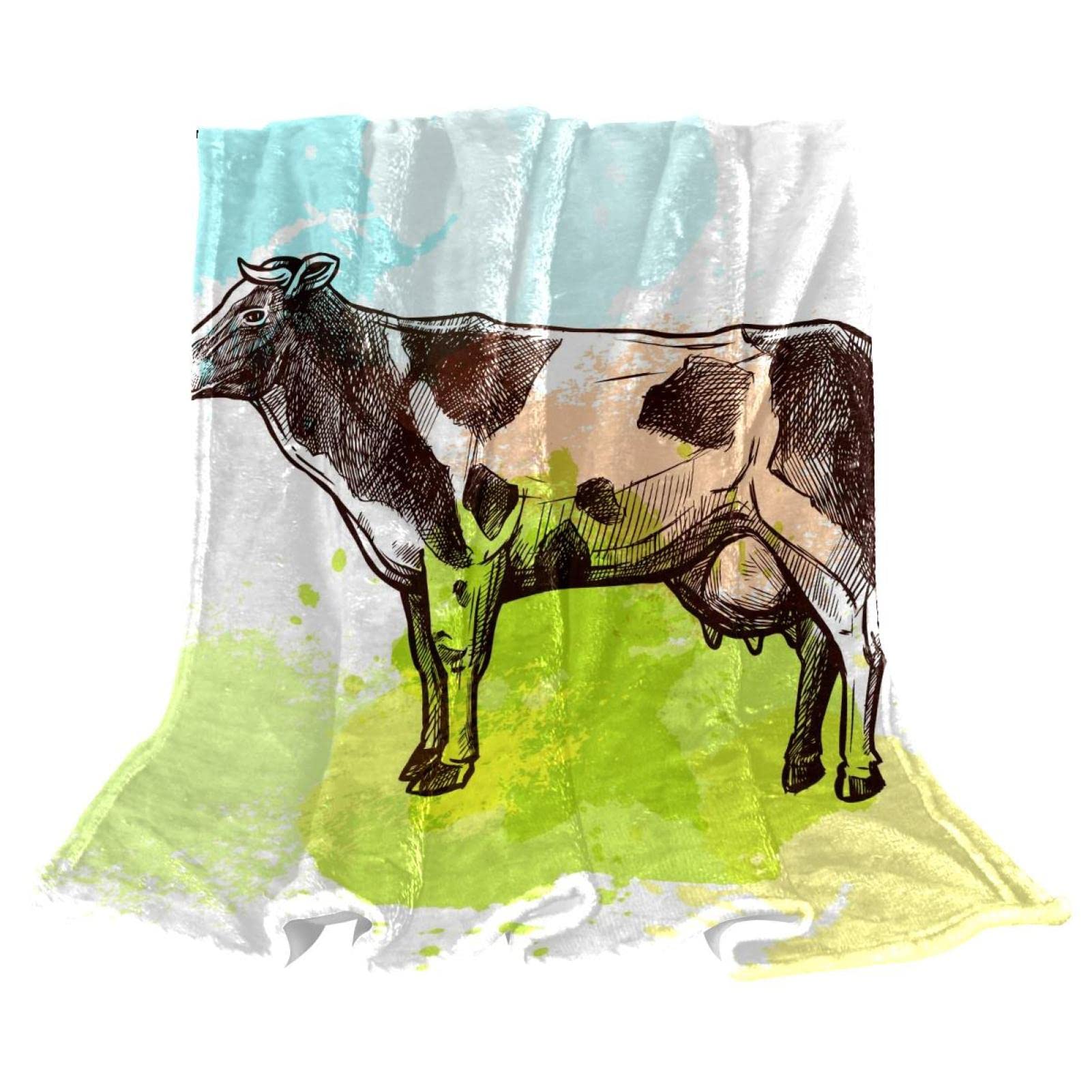HSEEC Coperta Con Stampa Di Mucca, Calda Coperta In Morbido Pile