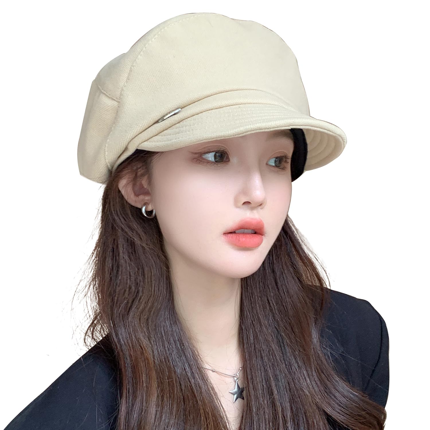 WANYIBeret Hat Winter Warm Peaked Baker Boy Hat Women Vintage Solid Color Newsboy Hat Ladies for Spring/Autumn/Winter