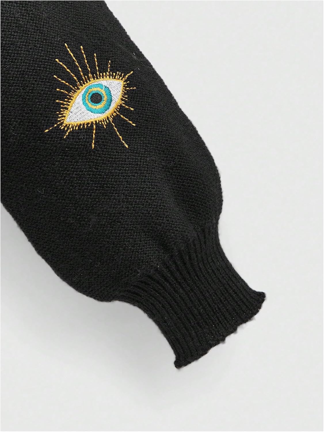 Women's Plus Size Eye Embroidered Cardigans V Neck Button Down Cropped Sweaters Y2k Tops - Image 4