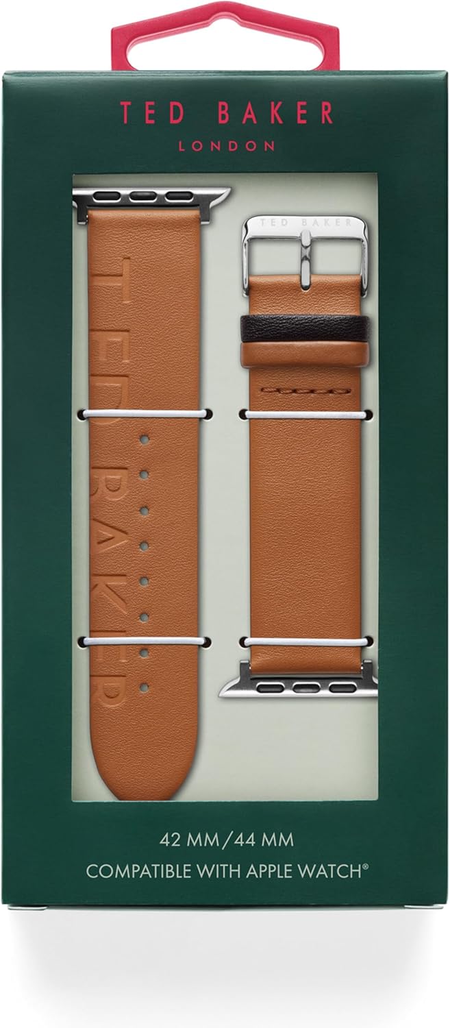 Ted Baker Tan Ted Engraved Leather Strap Black Keeper for Apple Watch® (Model: BKS42F118B0)