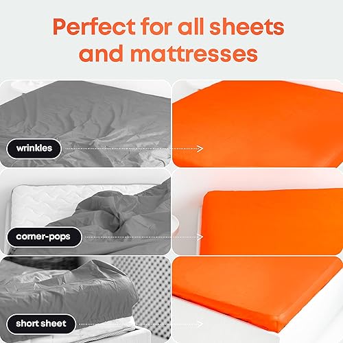 Miniatura 6 de 5 STARS UNITED Juego de correas para sábanas  Sujetadores elásticos ajustables fáciles de usar con clips de metal  Soportes de sábanas para esquinas