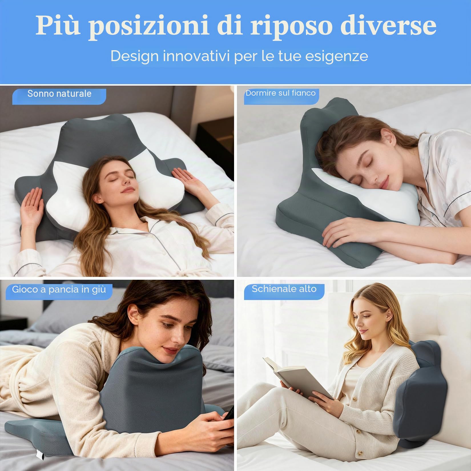 FATIVO Cuscino da Lettura per Letto, Sdraiato, Appoggiato e Prono, Cuscino Cervicale a cuneo per dormire Ergonomico Memory Foam di supporto per mento e schiena su Divano, Letto