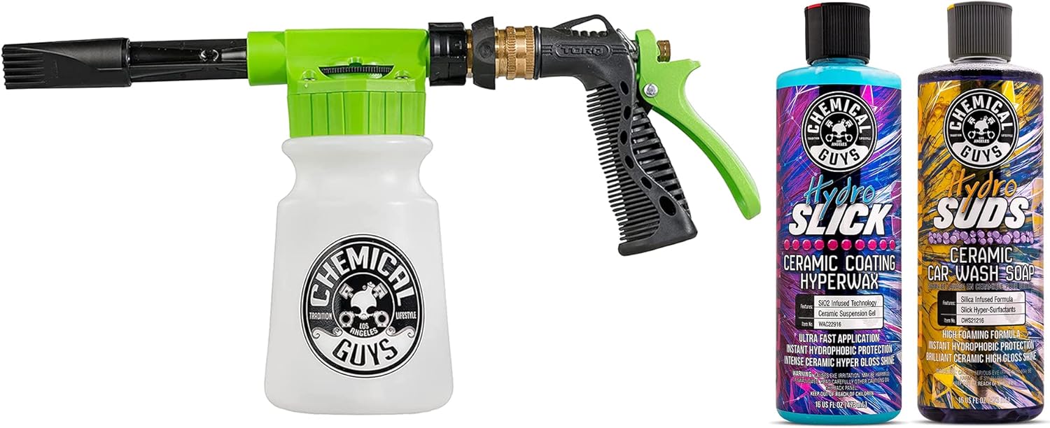 Chemical Guys Foam Gun Car Wash & Wax Bundle with TORQ Foam Blaster, HydroSuds Car