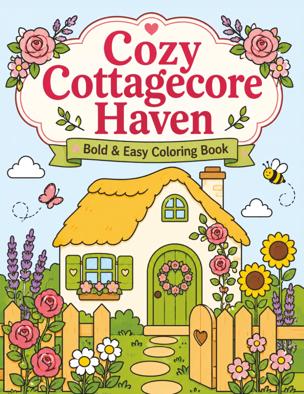 Cozy Cottagecore Haven: Bold & Easy Coloring Book for Adults and Teens | Relaxing Cozy Cottages, Cute Woodland Animals, Beautiful Gardens, Flowers & Peaceful Nature Scenes (Cozy Cottage Coloring)
