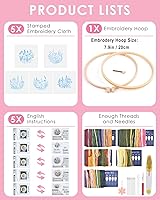 Vista 30 de Embroidery Kit for Adult for Beginners, 5 Sets Black Cat and Flower Embroidery Kit for Beginners Include Embroidery Cloth Hoops Threads for Craft