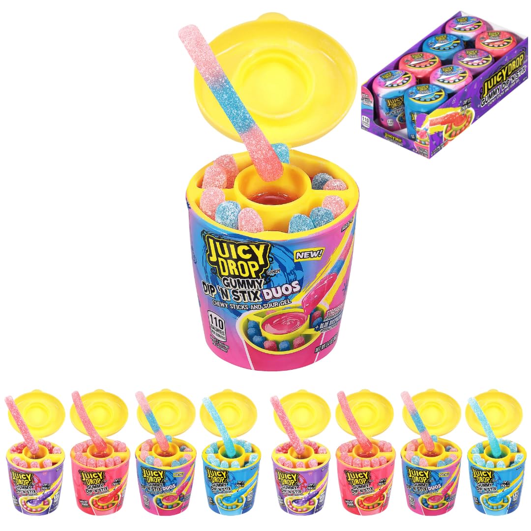 Dip 'N Stix Sweet & Sour Candy Easter Variety Pack - 8 Count Sweet Candy & Sour Gel In Assorted Fruity Flavors - Fun Easter Basket Stuffers For Easter Decorations & Easter Egg Hunt Candy