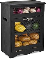 Vista 1 de Ikee Design Caja de Almacenamiento de Madera de Ensamblaje Libre para Encimera de Papas y Cebollas, Gabinete de Encimera, Cajas de Pan de Madera