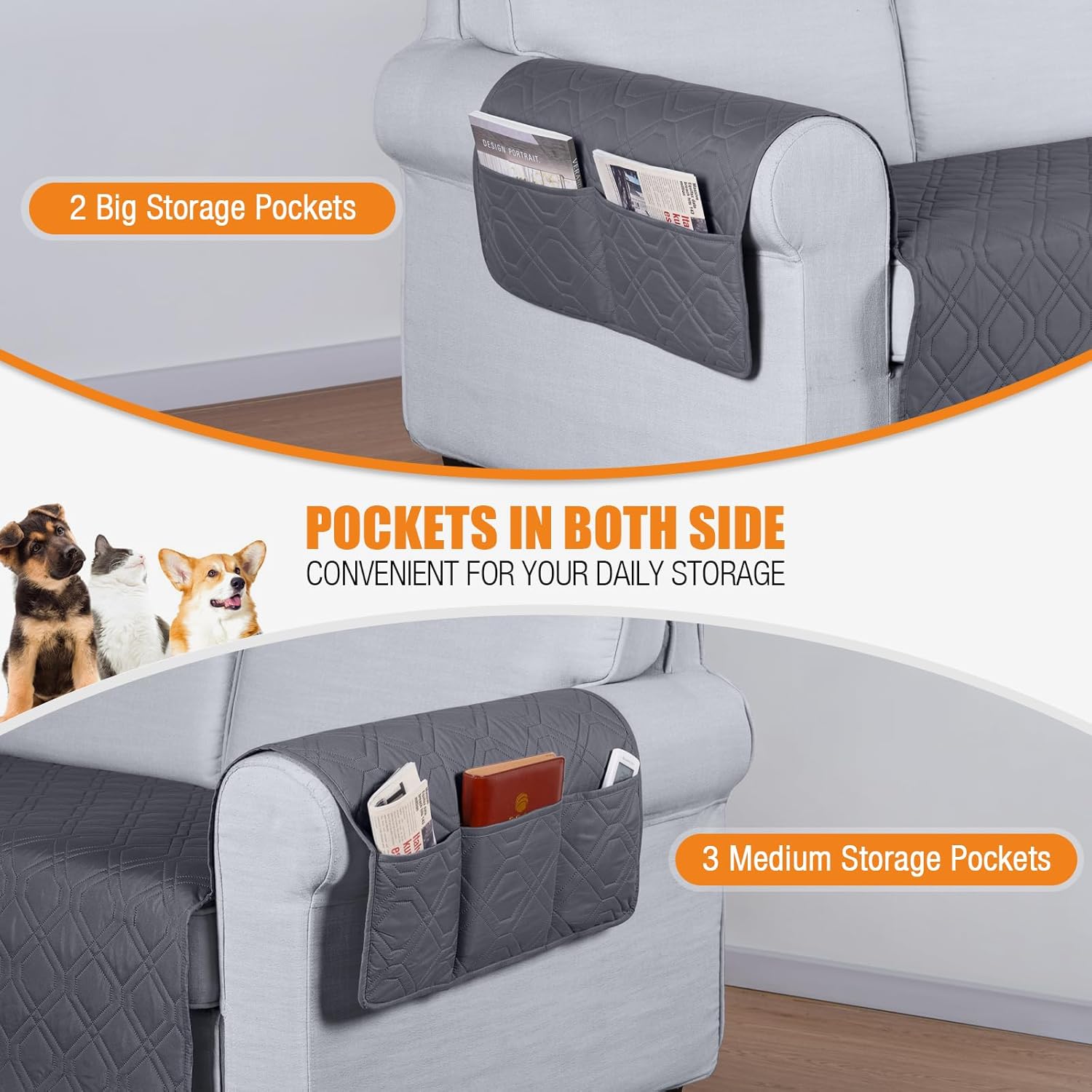 VANSOFY Couch Cover, Waterproof Sofa Covers Washable Slipcover Furniture Protector Couch Seat Covers Non-Slip Couch Cover for Dogs, Pets(Sofa, Dark Gray) - Image 4