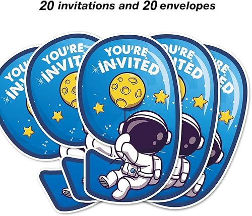 Miniatura 8 de Invitaciones de fiesta de videojuegos con sobres, juego de 20 invitaciones en forma de astronauta, invitaciones de cumpleaños, baby shower, fiesta,
