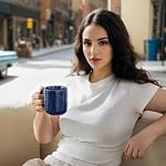 vancasso STARRY Coffee Mug Sets, 12 OZ Ceramic Coffee Mug with Handle for Coffee Tea Cocoa Milk Coffee Cups Set of 6, Blue