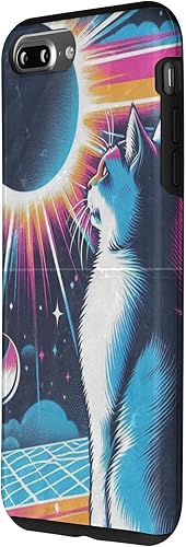 Miniatura 23 de iPhone 12 mini Cat Solar Eclipse - Synthwave Retro Poster Style Case