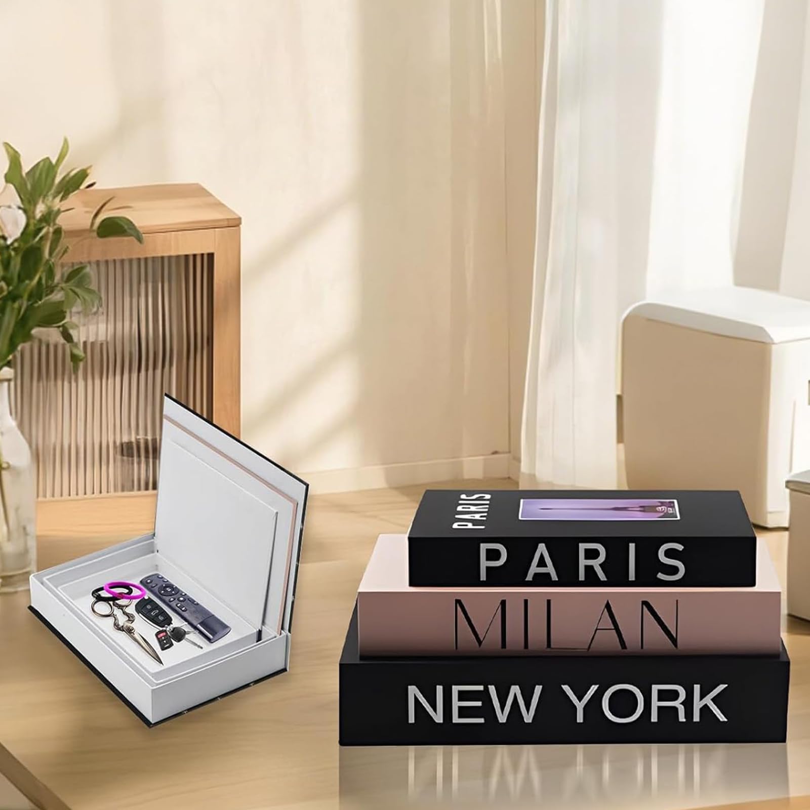 Lot De Trois Décorations De Faux Livres,faux Livre Boite De Rangement