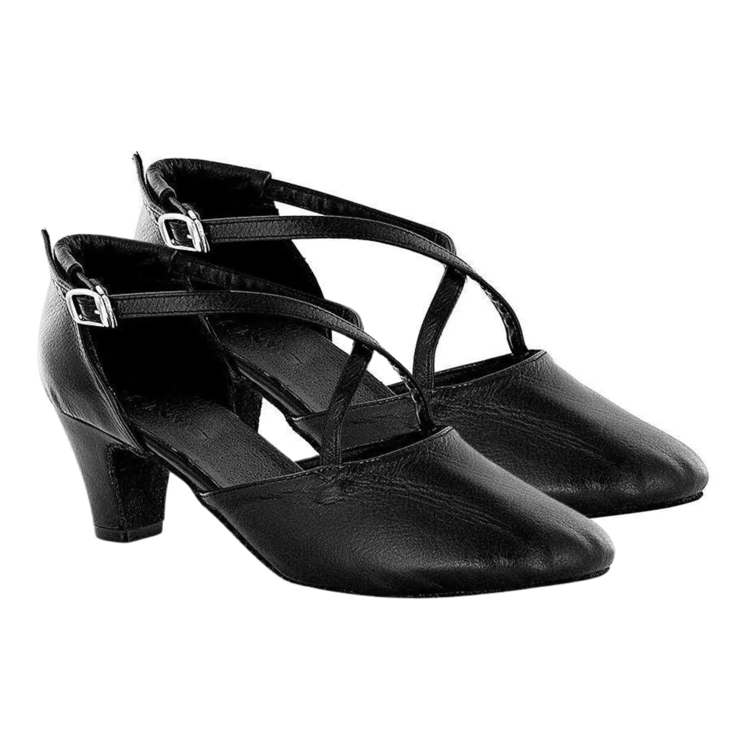 Scarpe da Ballo Donna Incrociato Cuccarini Vera Pelle Chiuse Tacco 5 Allenamento Sala Danza Liscio Studio Broadway - Made in Italy