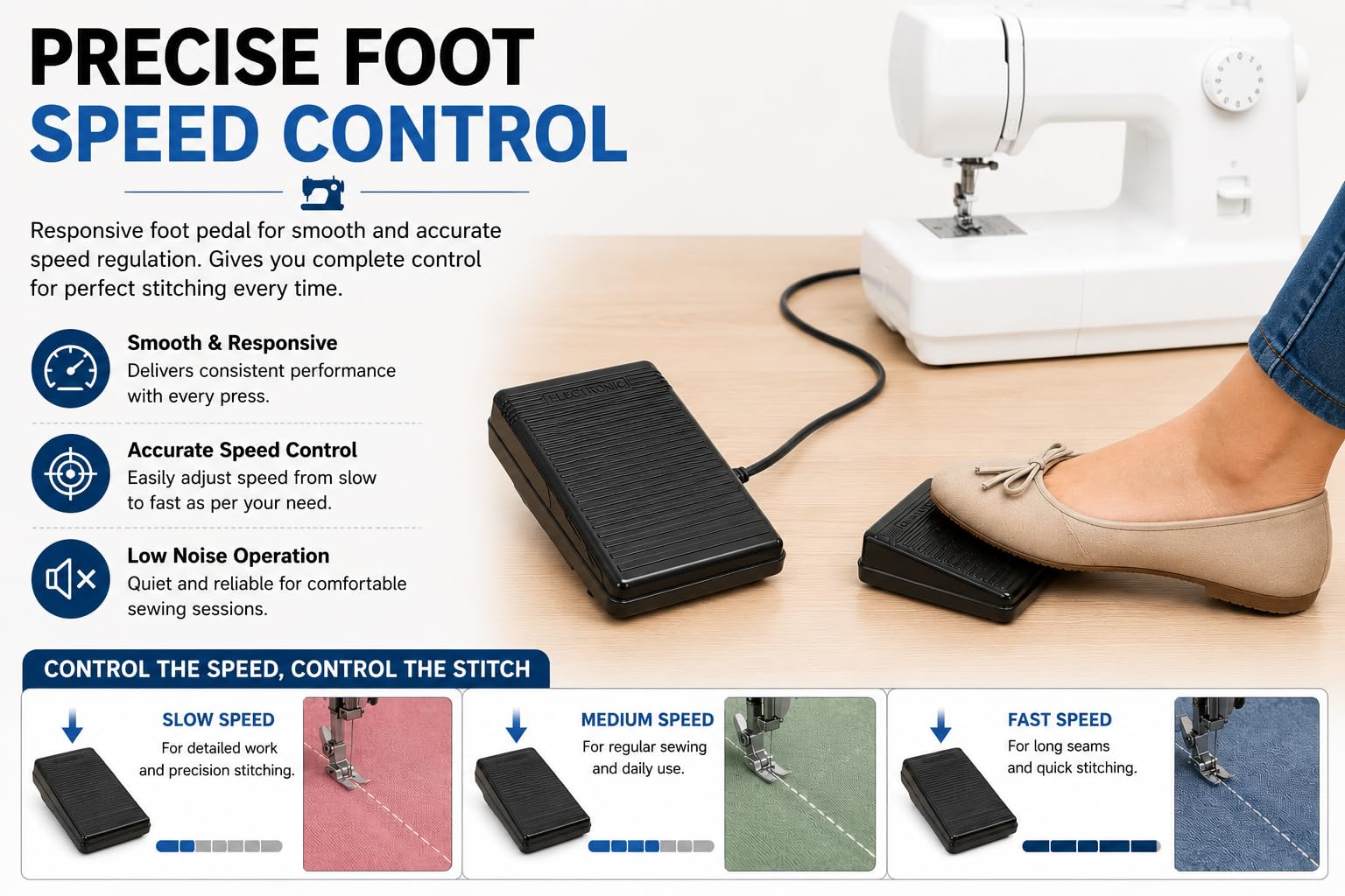 ZENITH Foot Controller Pedal for Usha Janome Automatic Sewing Machines — Amazon image 5
