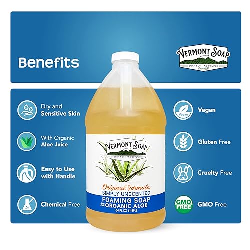 Miniatura 29 de VERMONT SOAP Jabón de manos espumoso de lavanda orgánica, jabón hidratante natural para piel seca, jabón líquido de manos de baño sin fragancia