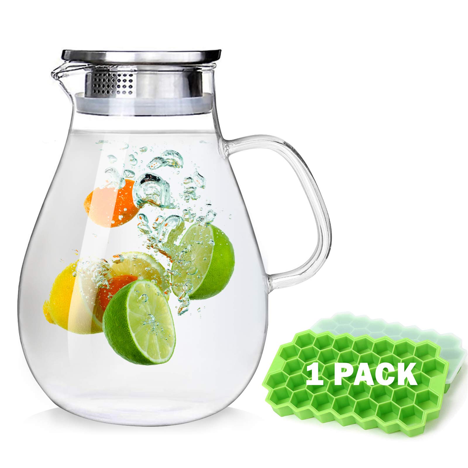 Buy 88OZ Glass Water Pitcher with Lid and Spout, High Heat Resistance