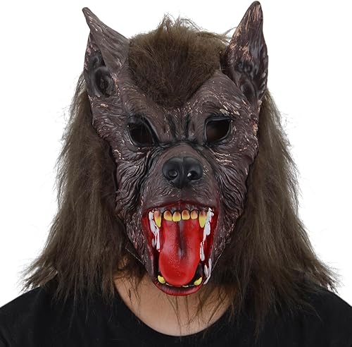 FREE BEAUTY Máscara de lobo de Halloween, fiesta de cosplay, disfraz de hombre lobo, máscara de hombre lobo, máscara de látex aterrador, máscara de