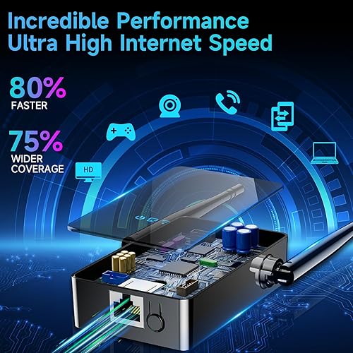 Miniatura 3 de Amplificador de señal WiFi 2026, amplificador de Internet de nueva generación para el hogar, 4 veces más rápido, cubre hasta 10,000 pies cuadrados,