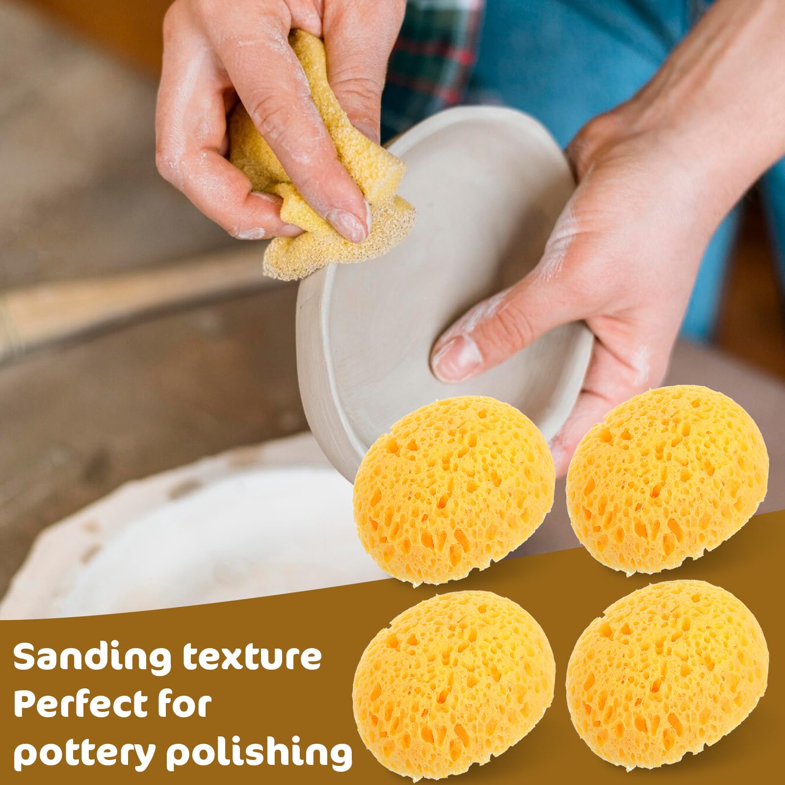 YBEATY 4 Pcs Knockdown Texture Sponges Wall Drywall Patch Repair Ceiling Drywall Wall Natural Sea Sponges for Home Decor DIY Painting Acrylic Watercolor Marbling Texturing Pottery Ceramics - Image 4