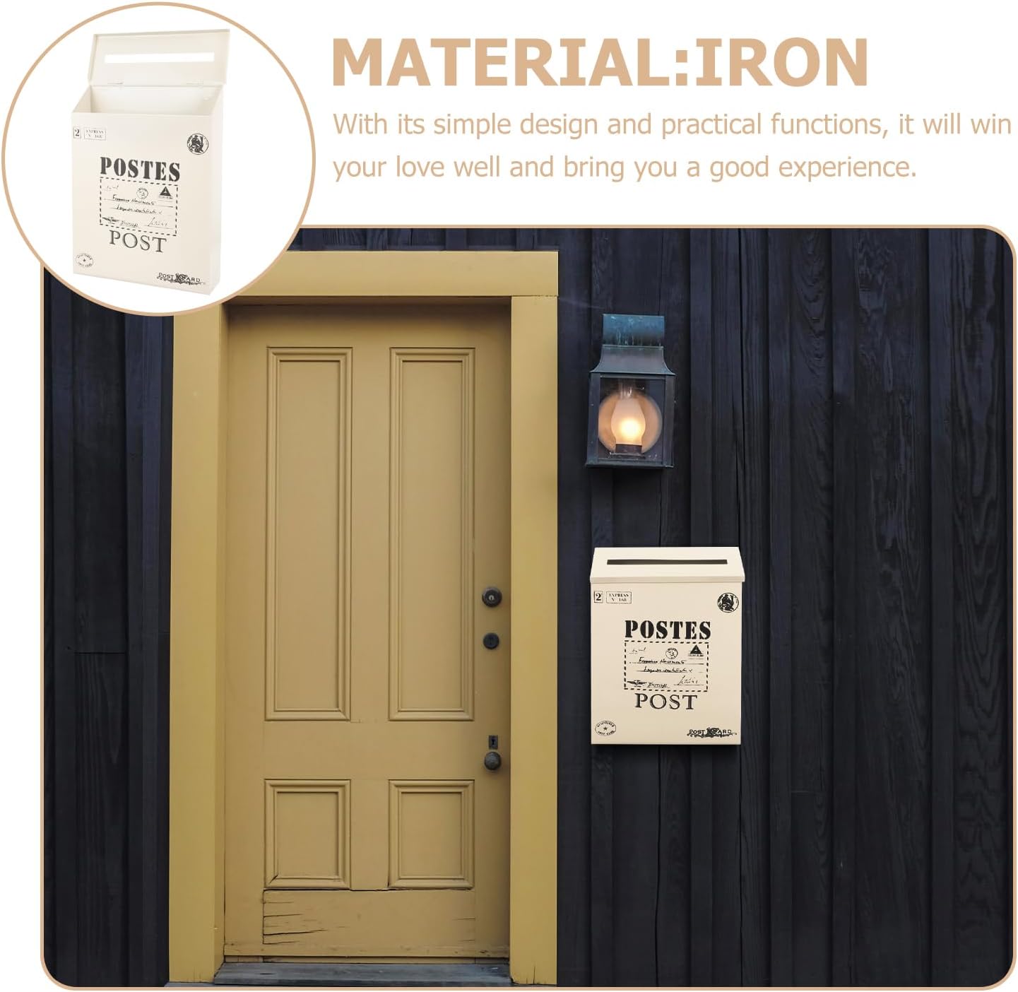 DOITOOL Vintage Wall Mount Mailbox Metal Post Box with Lock 11.81X9.05X2.36 Inch Rust-Resistant Iron Letter Box for Outdoor Garden Home Farmhouse
