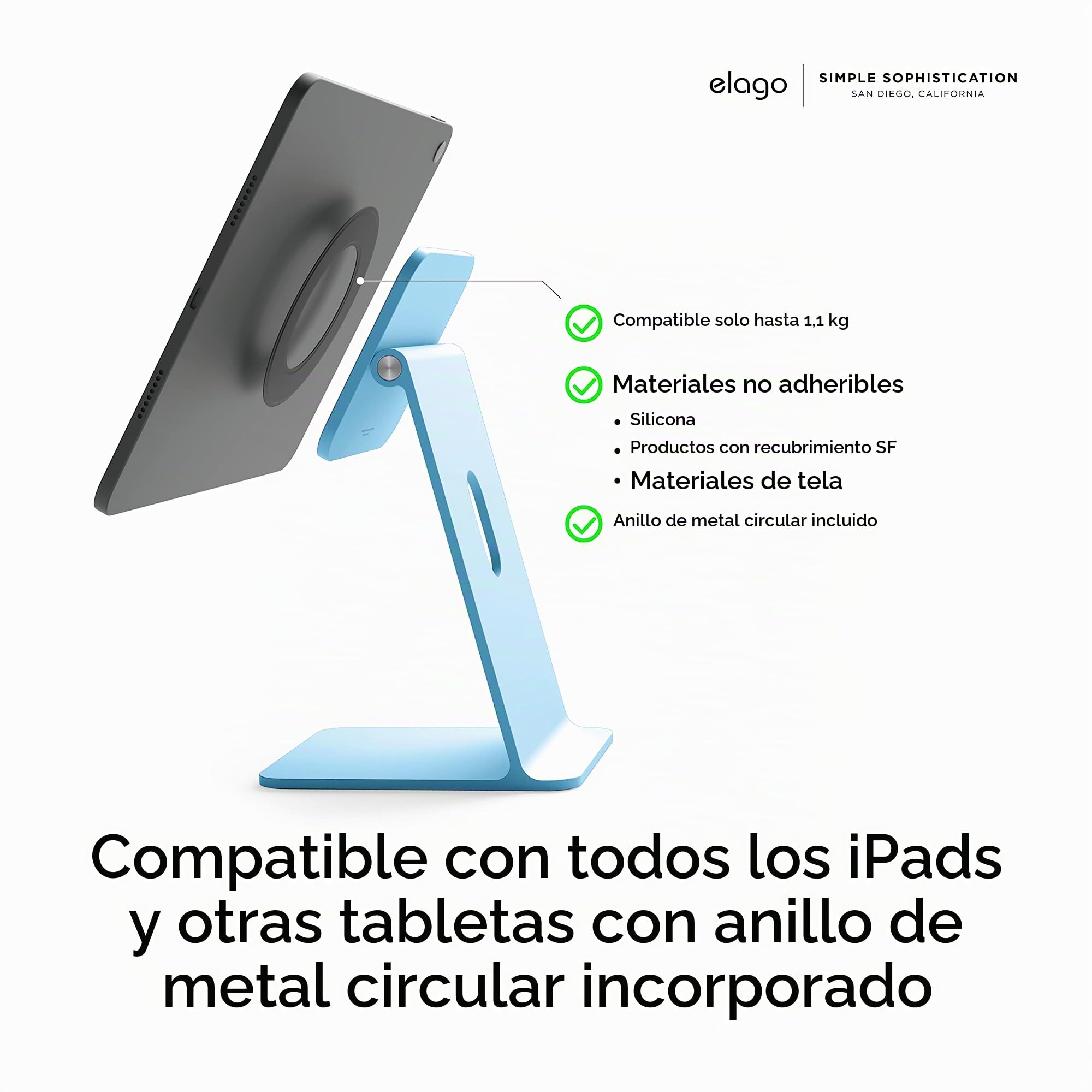 elago Soporte Magnético Premium para iPad Pro/Air/Mini y Nintendo Switch 2 | iPad Pro 12,9” (5.ª/4.ª Gen) y 11” (3.ª/2.ª Gen), iPad Air 10,9” (5.ª/4.ª Gen), iPad Mini 8,3” (A17 Pro/6.ª Gen)