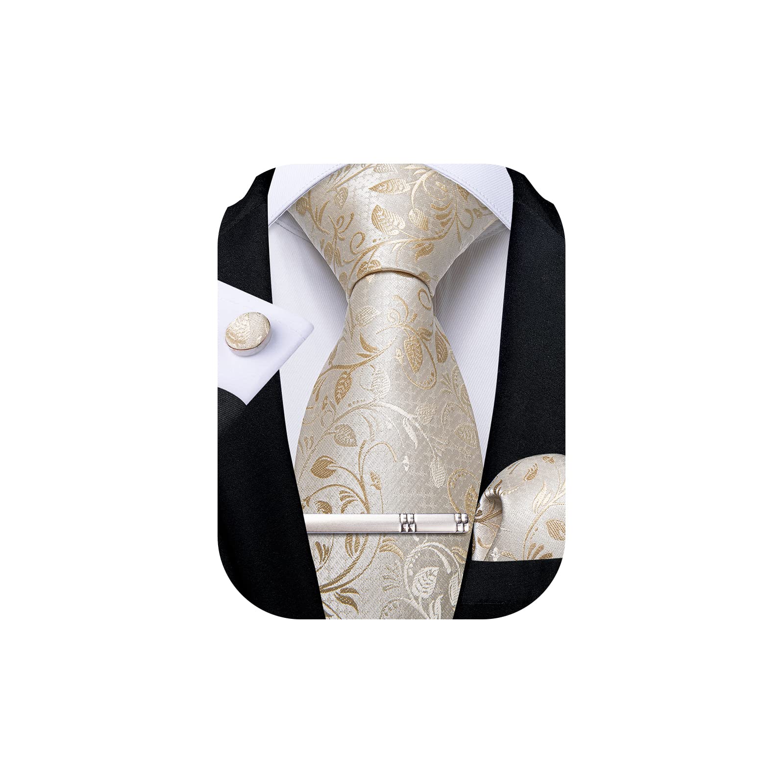 DiBanGuMen's Tie Set Paisley Necktie and Pocket Square Cufflinks Formal Wedding Business