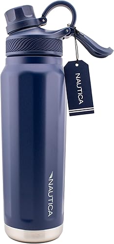 Miniatura 7 de Nautica Botella de hidratación de 25 onzas con aislamiento al vacío de doble pared, a prueba de fugas y sin BPA (gris medio) gris (Med Grey),Crema