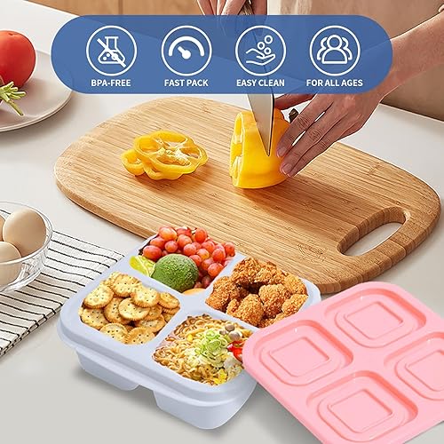 Miniatura 5 de AQSXO Contenedores de comida Bento, almacenamiento de alimentos dividido con tapas para viajes, recipientes reutilizables para almuerzo de