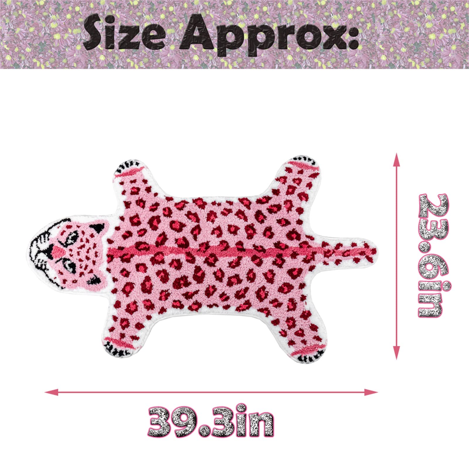 ZSCYD-yingda1992 Leopard Shaped Rug Animals Bath Mat Rug Non-Slip Bathroom Door Mat for Bedroom Bathroom Kitchen Cartoon Area Rug for Bathroom Tub Soft Bathtub Mat Home Decor Pink