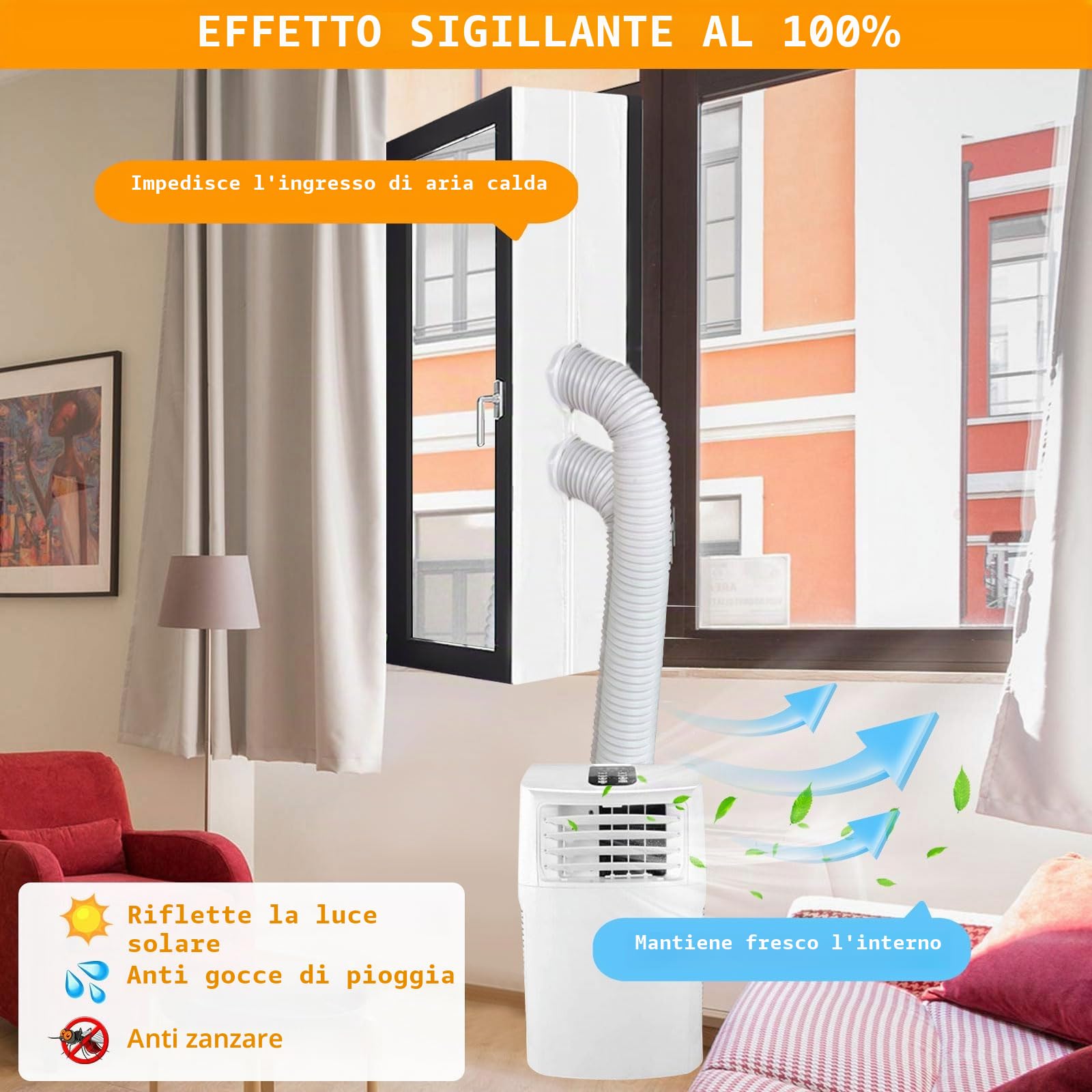400CM Guarnizione Universale per Finestre per Condizionatore Portatile,Kit Sigillatura Universale per Climatizzatore Mobile,Air Conditioner Window Seal per Tutti Condizionatori Mobili e Asciugatrici