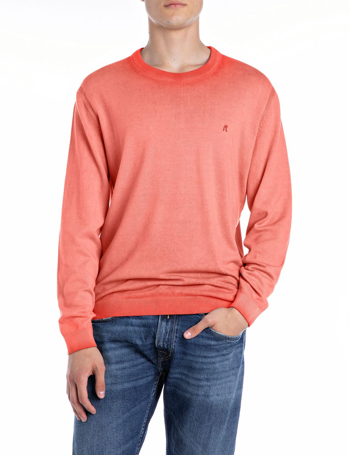 Replay Men's Regular fit Cotton Jumper, 542 Orange, XXL