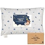 KeaBabies Toddler Pillow with Pillowcase, Jumbo 14X20 - Soft Organic Cotton Toddler Pillows for Sleeping - Machine Washable - Perfect for Travel, Toddler Bed Set (Cosmo)